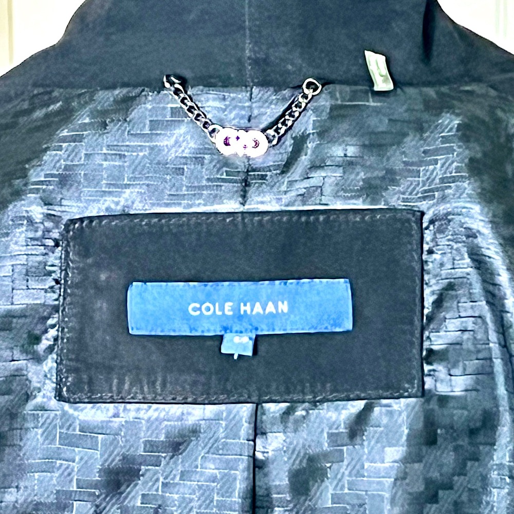 Cole Haan Women’s Suede Open Front Jacket Black Size S Bohemian Quiet Luxury - Picture 2 of 9